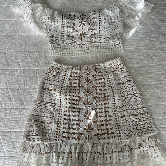 Sage And Paije Dresses & Skirts - White Ruffle White Lace Skirt Set